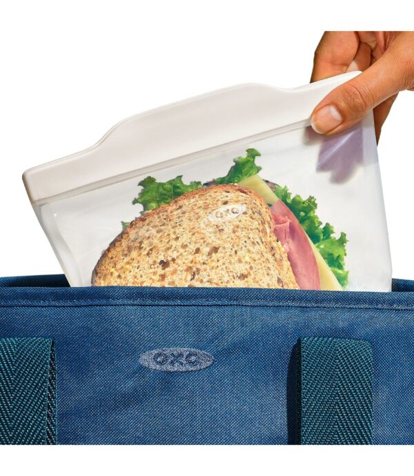 Bolsa reutilizable de silicona - Juego de 4 piezas para almuerzo-Color avena y laguna - Imagen 4