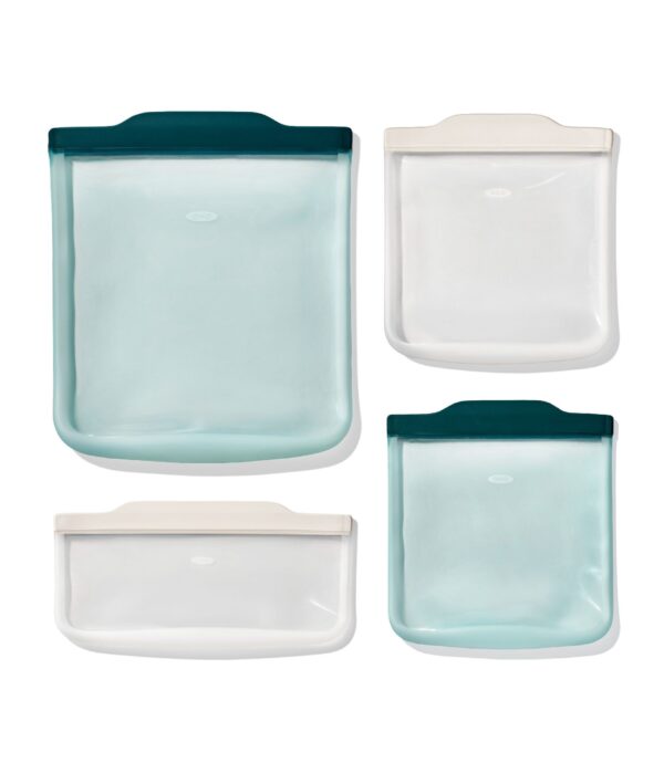 Bolsa reutilizable de silicona - Set starter de 4 piezas - Color avena y laguna