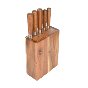 Taco de madera y cinco cuchillos